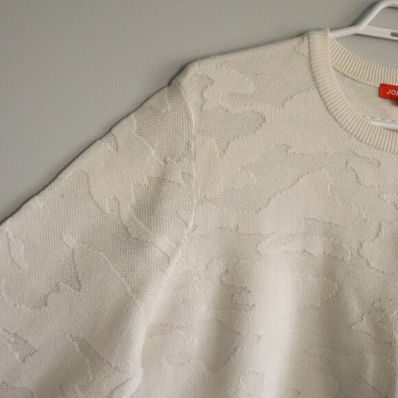 Joe Fresh Women's Sz 1X White Camouflage Crewneck Ribbed Knit Stretch Sweater - Picture 3 of 10